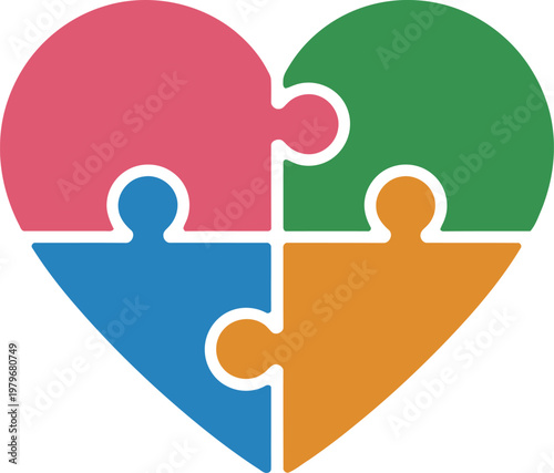 Heart puzzle pieces connection love and unity
