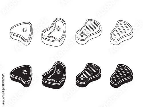 Line art illustration of four different shoe styles in duplicate arrangements