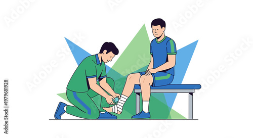 Sports Medicine Specialist Taping Athlete's Injured Ankle for Support and Recovery