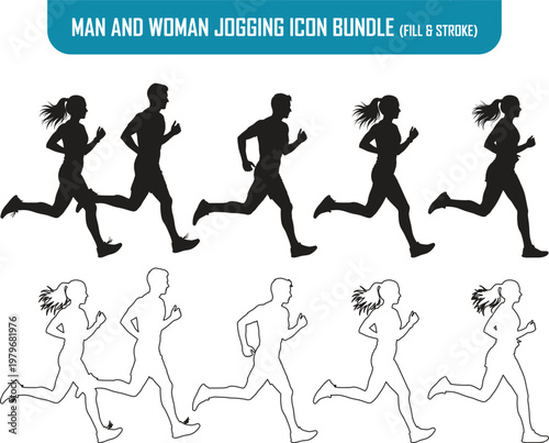 Silhouettes of people running a dynamic and energetic illustration