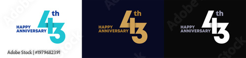 Abstract Twist Logo Anniversary 43, 43 Happy Anniversary with Luxury and Elegance. Editable file