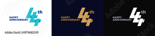 Abstract Twist Logo Anniversary 44, 44 Happy Anniversary with Luxury and Elegance. Editable file