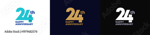 Abstract Twist Logo Anniversary 24, 24 Happy Anniversary with Luxury and Elegance. Editable file