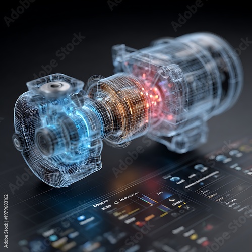 Advanced Digital Twin of an Industrial Electric Motor with Holographic Wireframe Visualization for Predictive Maintenance and Smart Factory Engineering Solutions