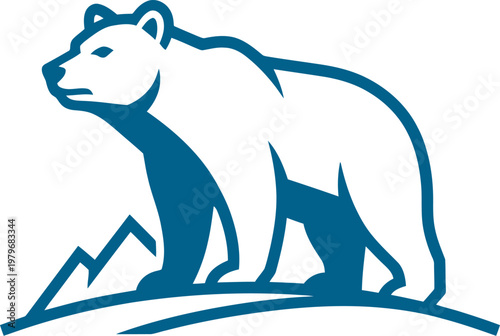 Bear standing on a hill overlooking mountains can be Editable