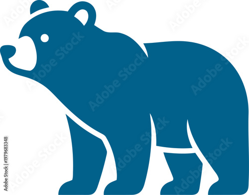 Bear using tree for scratching behavior blue line illustration can be Editable