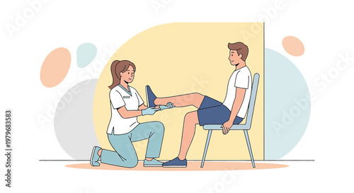 Physical Therapist Examining Patient's Leg After Injury or Surgery