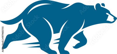 Fast running bear silhouette in motion can be Editable