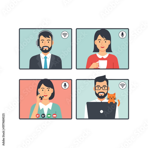 People participate in a virtual meeting remotely