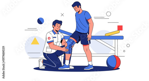 Physical Therapist Assists Patient with Knee Injury Rehabilitation