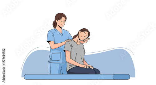 Physical Therapist Assists Patient with Neck Pain Relief and Rehabilitation