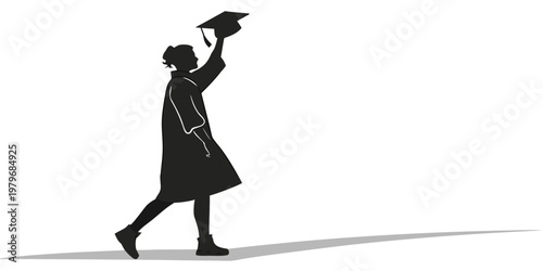 Silhouette of a graduate tossing a graduation cap with throwing cap graduation graduate education academic achievement celebration silhouette illustration throwing university learning