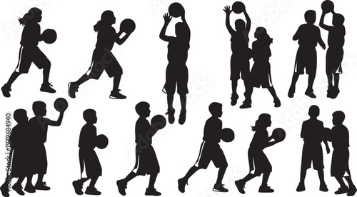 Silhouette film strip with children playing