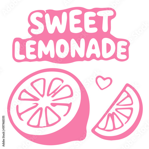 Lemonade sweet citrus fruit doodle fresh lemon slice illustration
