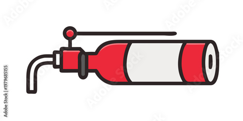 Fire extinguisher illustration, minimalistic style, bright colors, safety equipment
