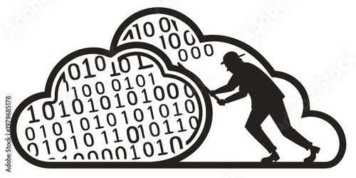 Data mining and digital information extraction concept with binary code technology analysis information extraction processing business research computer development internet analytics