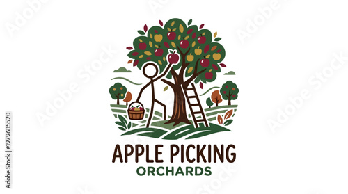 Apple Picking Orchard Logo Design