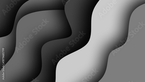 Canvastavla Abstract monochrome background with smooth flowing wavy shapes and soft gradient
