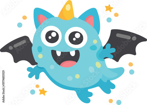 Wing Blue monster cute 