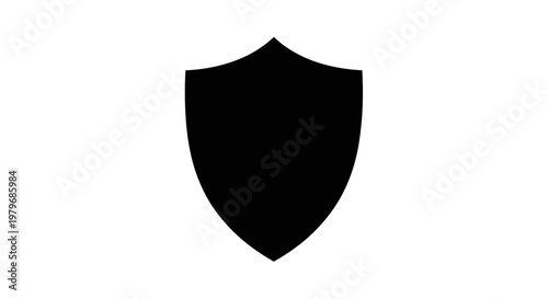 Black Shield Icon Symbol Isolated on White Background.