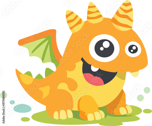 Cute Orange Dragon Monster 