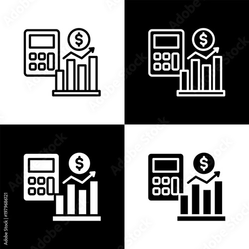 Cost Projection Icon with Black and White Background