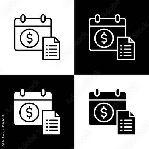 Annual Budget Icon with Black and White Background