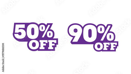 Collection of multiple discount percentage labels including 10%, 20%, 30%, 50%, 70%, and 80% off. Ideal for e-commerce websites, marketing materials, and promotional designs.