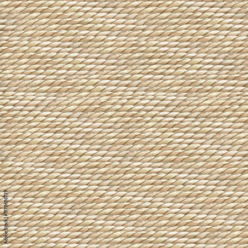 Seamless watercolor rope pattern. Detailed nautical twisted hemp rope texture background.
