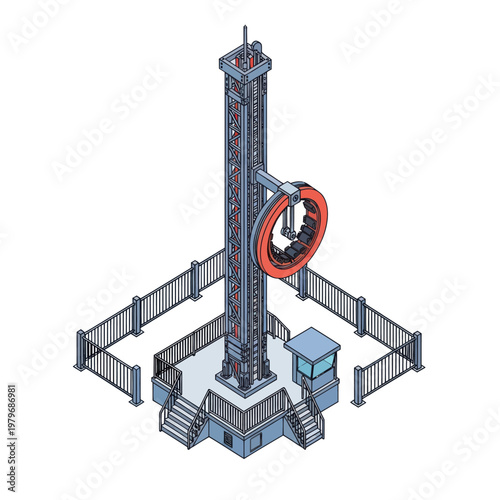 Vertical Drop Tower Amusement Park Ride.