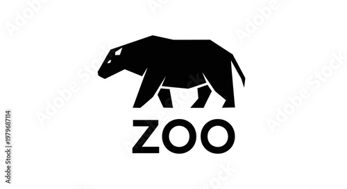 Black silhouette of a bear walking with the word zoo below.