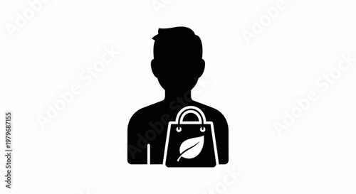 Man holding shopping bag from store.