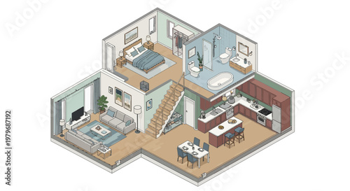 Modern apartment floor plan design.