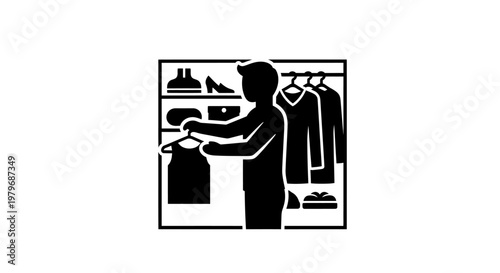 Man holding shopping bag in store.