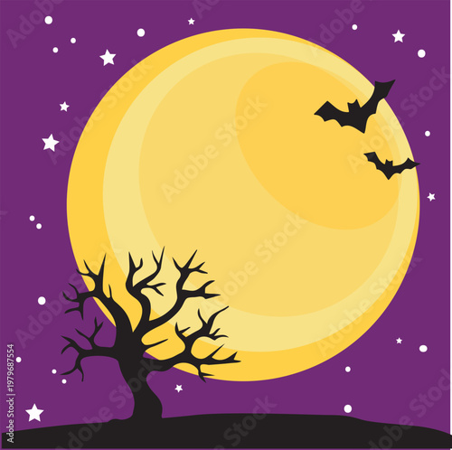 halloween background with moon and stars
