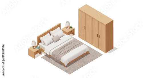 Modern Bedroom Furniture Set Interior.