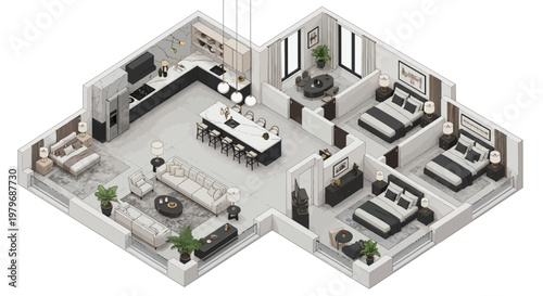 Modern office floor plan layout.
