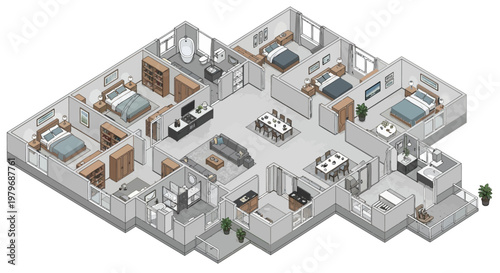 Modern office floor plan layout.