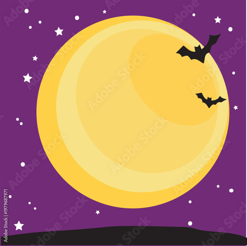 halloween background with moon and stars