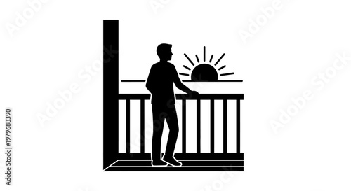 Man standing on a balcony.