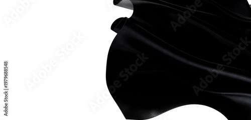 Black silk fabric flowing a...