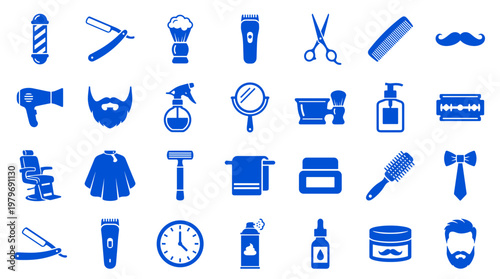 Barbershop Icons Set Collection Of Professional Hairdressing And Grooming Tools And Accessories For Men Style And Care