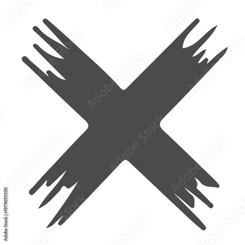 Cross Mark Brush Icon X Symbol Cancel Error Hand Drawn Stroke Style Minimal Solid Design Isolated Png Transparent Background
