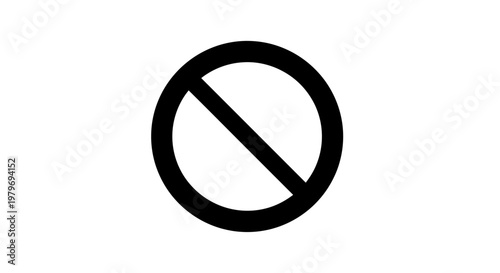 Prohibition sign with line through circle.