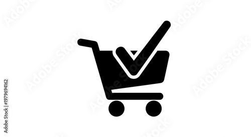 Shopping cart with checkmark icon.