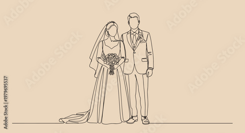 Bride and groom standing together.