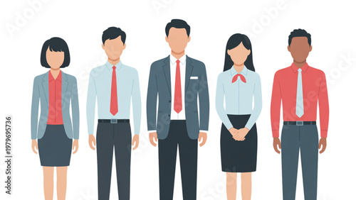 Professional team members standing together in business attire Vector