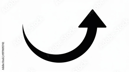 Fotografia A black curved arrow pointing upwards in a semi-circular direction Vector