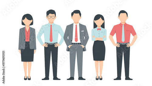 Four professionals standing side by side in business attire Vector