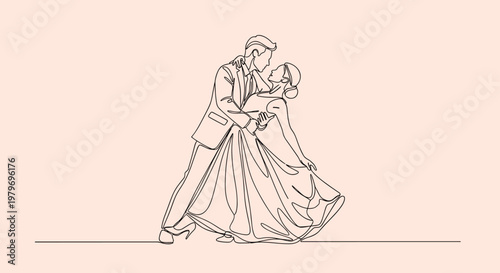 Couple in elegant formal dance attire.